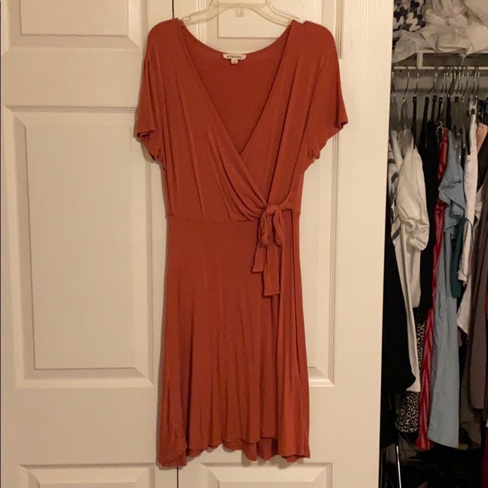Burnt orange wrap dress